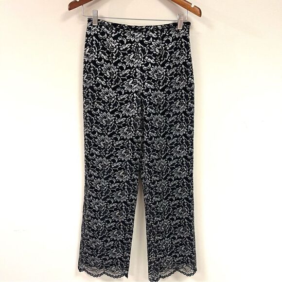 Rena Rowan vintage high rise black and silver lace pants Sz XS - Picture 4 of 7
